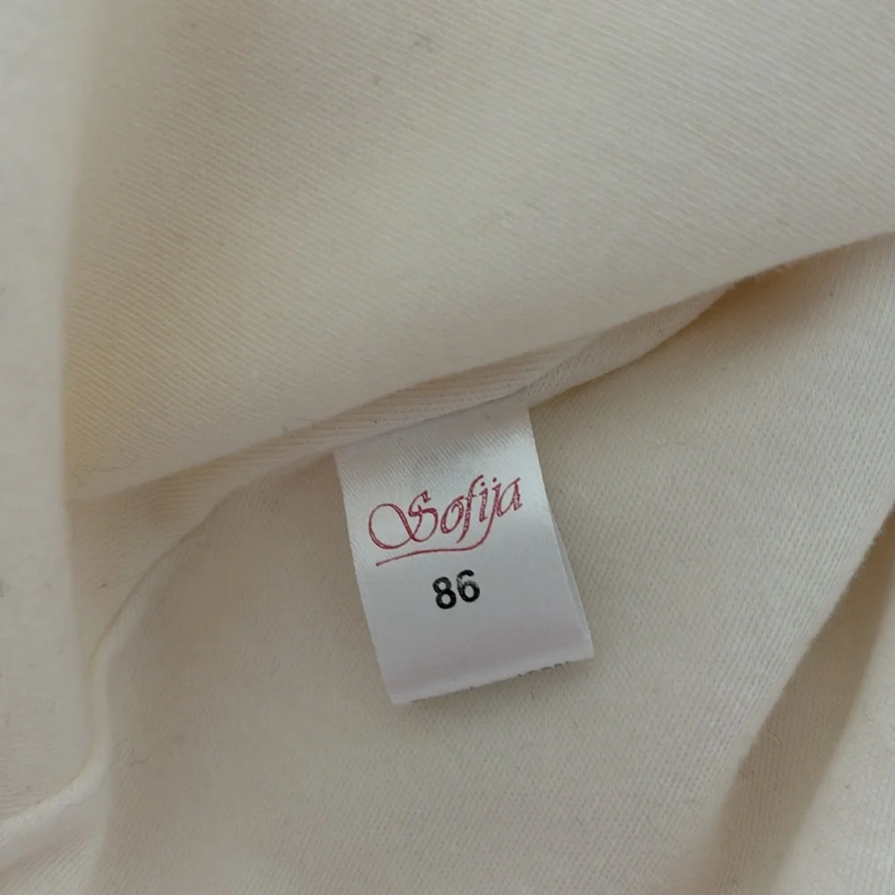 Sofija Girl’s Ivory Cotton Dress Coat with Crystal Buttons - 86cm